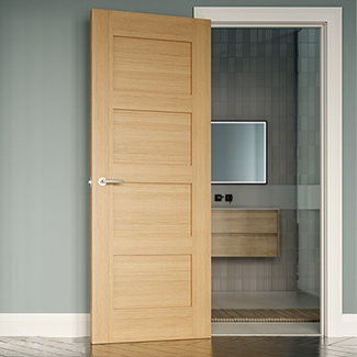 Deanta Coventry Internal Fire Door with 4 Panel - Prefinished Oak