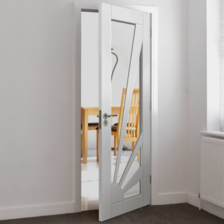 JB Kind Aurora Internal Door with 4 Clear Glazed Light - White Primed