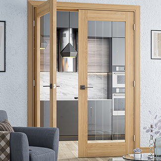 Deanta Ely Internal Door with 1 Clear Glazed Light - Prefinished Oak