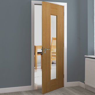 JB Kind Axis Internal Door with 1 Clear Glazed Light - Prefinished Oak