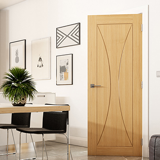 Deanta Sorrento Internal Fire Door with 3 Panel - Prefinished Oak