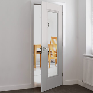 JB Kind Belton Internal Door with 1 Clear Glazed Light - White Primed