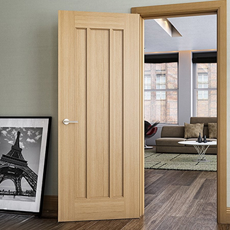 Deanta Norwich Internal Door with 3 Panel - Unfinished Oak
