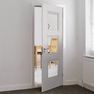 JB Kind Catton Internal Door with 3 Clear Glazed Light - White Primed