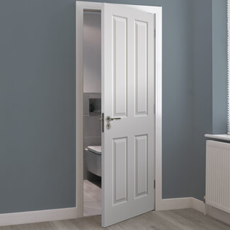 JB Kind Canterbury Internal Door with 4 Panel - White Primed Grained Texture