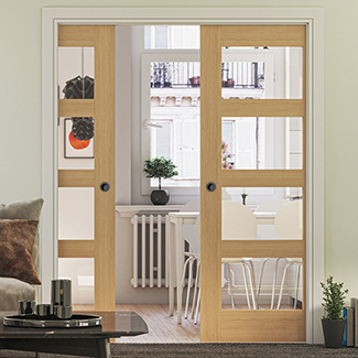 Deanta Coventry Internal Door with 4 Clear Glazed Light - Unfinished Oak