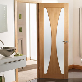 XL Joinery Verona Internal Fire Door with 1 Panel and 2 Clear Glazed Light - Unfinished Oak