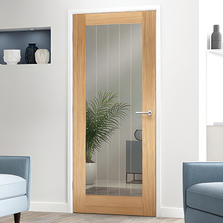 LPD Mexicano Pattern-10 Internal Door with 1 Clear Glazed Light - Unfinished Oak