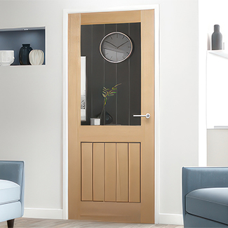 LPD Mexicano Internal Door with 5 Panel and 1 Clear Glazed Light - Prefinished Oak