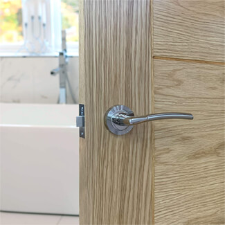 JB Kind Dallas Latch Door Handle Pack 126 w x 50mm Dia - Satin And Polished-Chrome Finish