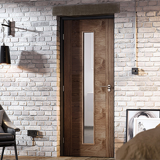 LPD Sofia Internal Door with 1 Panel and 1 Clear Glazed Light - Prefinished Walnut