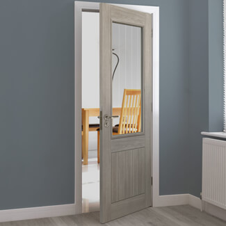 JB Kind Colorado Internal Door with 5 Panel and 1 Clear Glazed Light - Laminate Grey