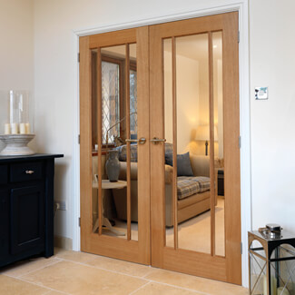 JB Kind Darwen Internal Door with 3 Clear Glazed Light - Unfinished Oak