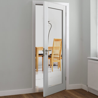 JB Kind Tobago Internal Door with 1 Clear Glazed Light - White Primed