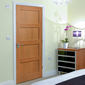 JB Kind Snowdon Veneered Internal Fire Door with 4 Panel - Unfinished Oak