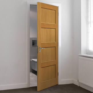 JB Kind Snowdon Veneered Internal Door with 4 Panel - Unfinished Oak