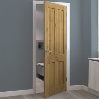 JB Kind Rustic Veneered Internal Door with 4 Panel - Prefinished Oak