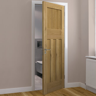 JB Kind Rustic DX Veneered Internal Door with 4 Panel - Prefinished Oak