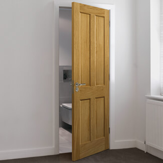 JB Kind Derwent Veneered Internal Door with 4 Panel - Unfinished Oak