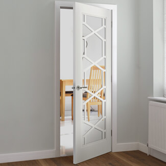 JB Kind Quartz Internal Door with 12 Clear Glazed Light - White Primed