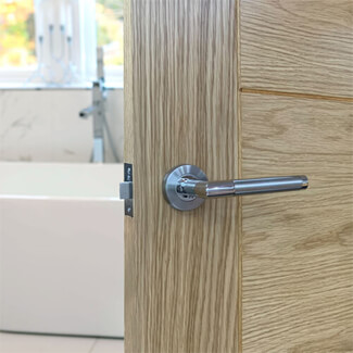 JB Kind Portland Latch Door Handle Pack 134 w x 52mm Dia - Satin And Polished-Chrome Finish