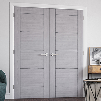 Deanta Montreal Internal Fire Door with 6 Panel - Prefinished Light Grey Ash