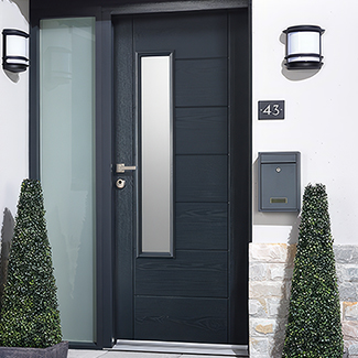 LPD Newbury External Door with 7 Panel and 1 Obscure Glazed Light - Prefinished Grey
