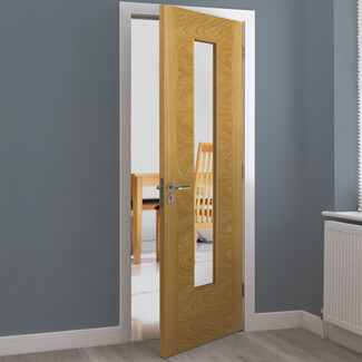 JB Kind Ostria Internal Door with 1 Panel and 1 Clear Glazed Light - Prefinished Oak