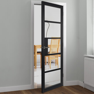 JB Kind Metro Internal Door with 5 Clear Glazed Light - Fully Finished Black
