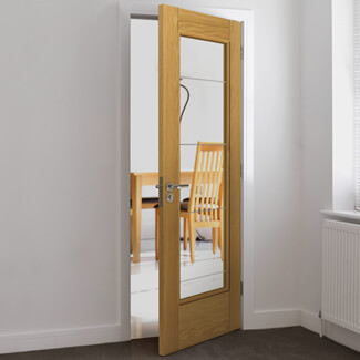 JB Kind Tigris Internal Door with 1 Clear Glazed Light - Prefinished Oak