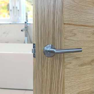 JB Kind Phoenix Latch Door Handle Pack 135 w x 52mm Dia - Satin And Polished-Chrome Finish