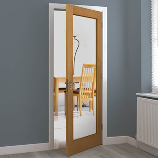 JB Kind Fuji Internal Door with 1 Clear Glazed Light - Unfinished Oak