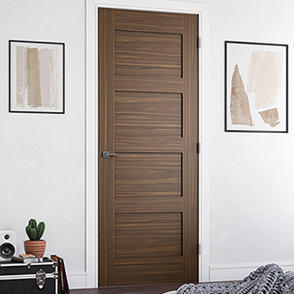 Deanta Coventry Internal Door with 4 Panel - Prefinished Walnut
