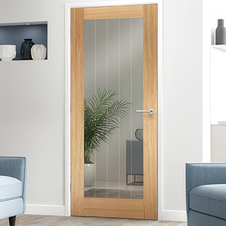 LPD Mexicano Pattern-10 Internal Door with 1 Clear Glazed Light - Prefinished Oak