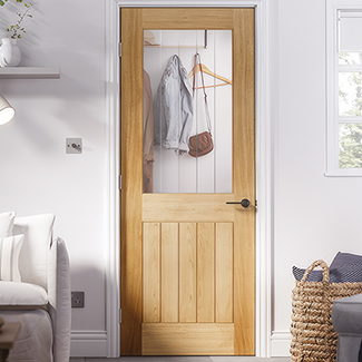 LPD Belize Internal Door with 5 Panel and 1 Clear Glazed Light - Prefinished Oak