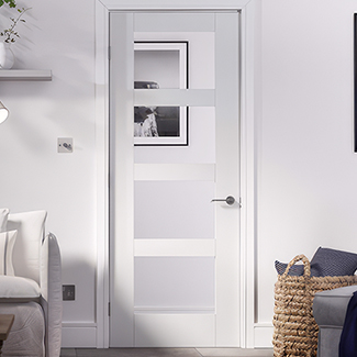 LPD Shaker Internal Door with 4 Clear Glazed Light - White Primed