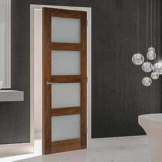 Deanta Coventry Internal Door with 4 Obscure Glazed Light - Prefinished Walnut