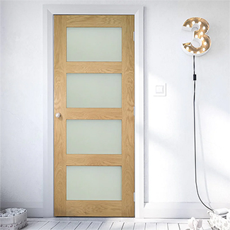 Deanta Coventry Internal Door with 4 Obscure Glazed Light - Prefinished Oak