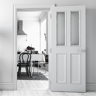 Deanta Rochester Internal Door with 2 Panel and 2 Clear Glazed Light - White Primed