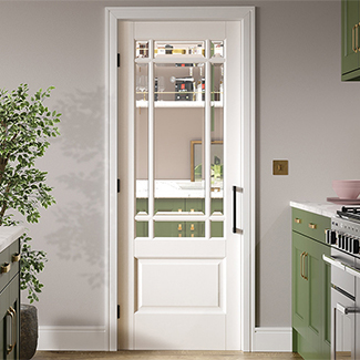 LPD Downham Internal Door with 9 Bevelled Glazed Light - White Primed