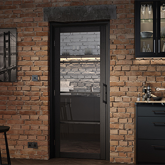 LPD Soho Internal Door with 4 Clear Glazed Light - Prefinished Dark Charcoal