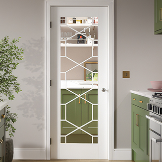 LPD Orly Internal Door with 1 Clear Glazed Light - White Primed