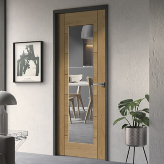 XL Joinery Palermo Original Internal Door with 7 Panel and 1 Clear Glazed Light - Prefinished Oak
