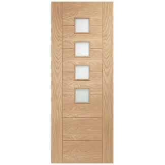 XL Joinery Palermo Internal Door with 7 Panel and 4 Obscure Glazed Light - Prefinished Oak