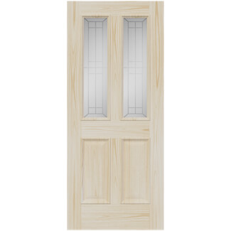 XL Joinery Malton External Door with 2 Panel and 2 Printed Glazed Light - Unfinished Accoya