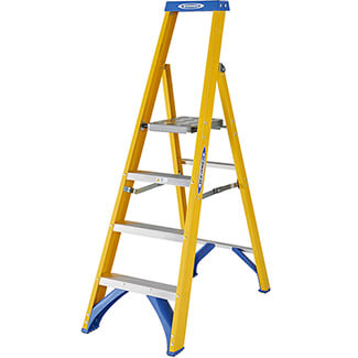 Werner Fibreglass Platform Stepladders - 4 Tread