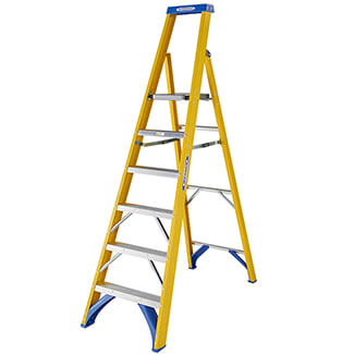 Werner Fibreglass Platform Stepladders - 6 Tread