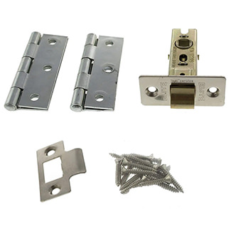 Atlantic 2.5 Inch Latch Pack with Spin Tip and Grade 7 Hinges - Polished Nickel