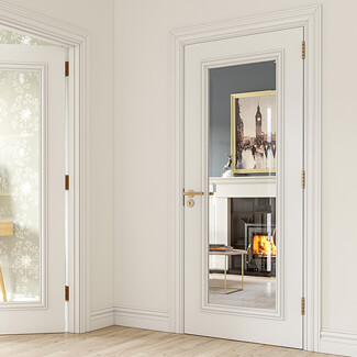 Deanta Blenheim Internal Door with 1 Clear Bevelled Glazed Light - White Primed