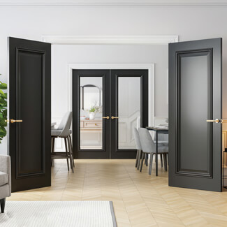 Deanta Blenheim Internal Fire Door with 1 Panel - Prefinished Black